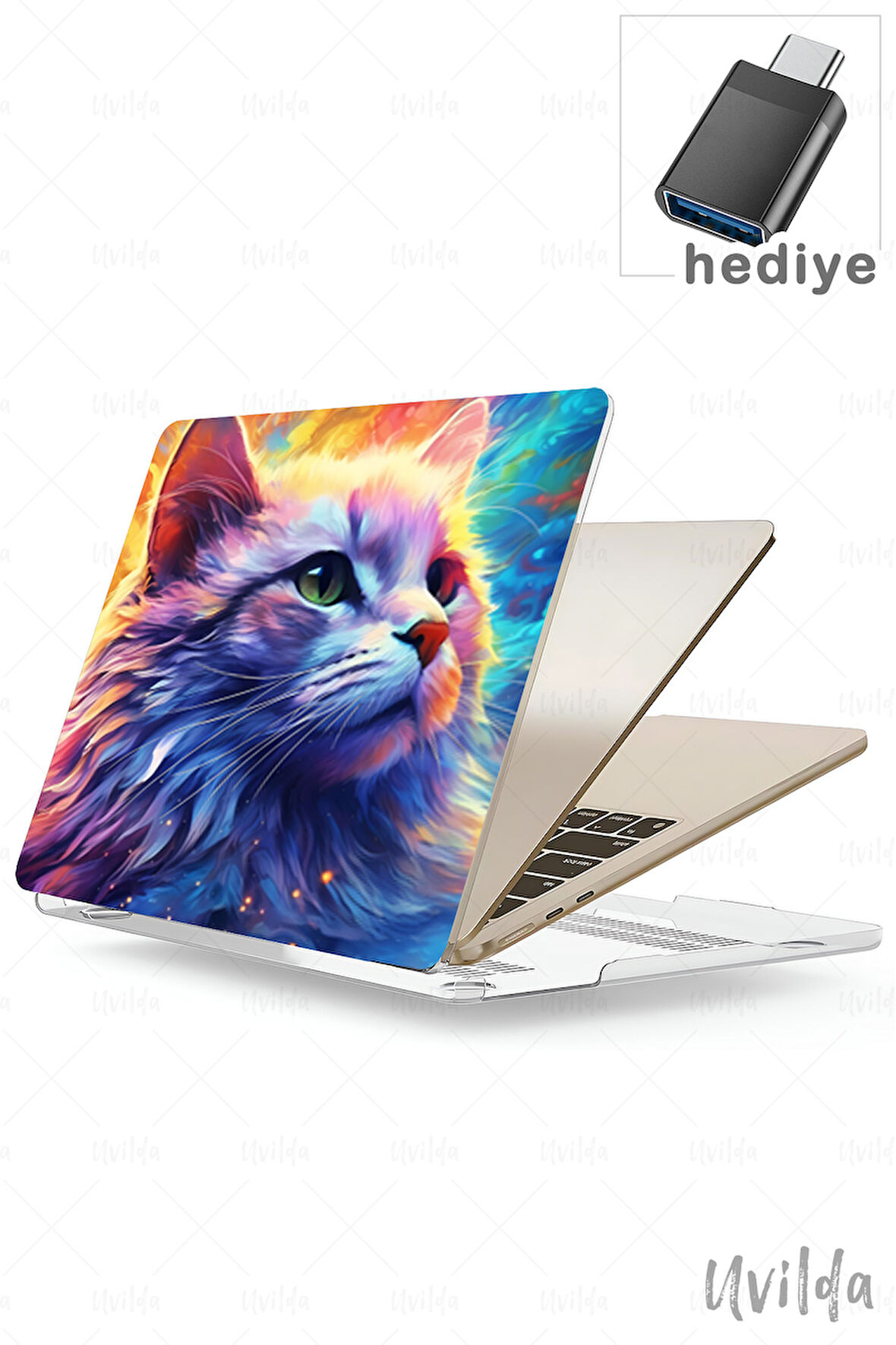 MacBook Pro 13 A2338 A2289 A2251 A2159 A1989 A1708 A1706 uyumlu Nefes-14 Msoft Kılıfı Rengarenk Kedi