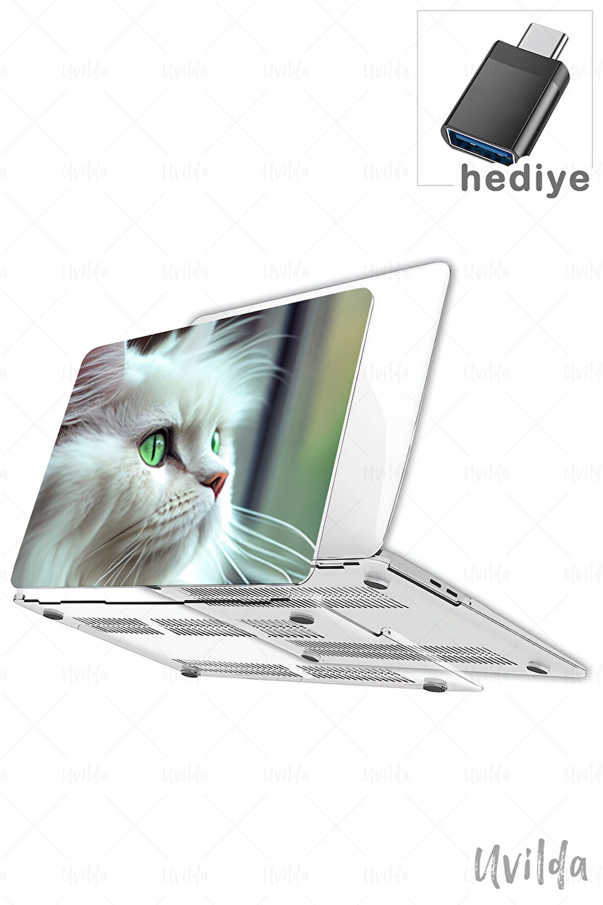 MacBook Pro 14 A3401 A3185 A3112 A2992 A2918 A2779 A2442 uyumlu Nefes-24 Msoft Macbook Beyaz Pamuk Kedi