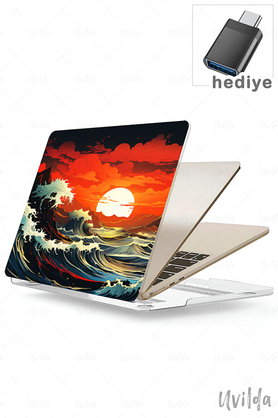 MacBook Pro 13 A2338 A2289 A2251 A2159 A1989 A1708 A1706 uyumlu Japon-20 Msoft Kılıfı Kızıl Günbatımı