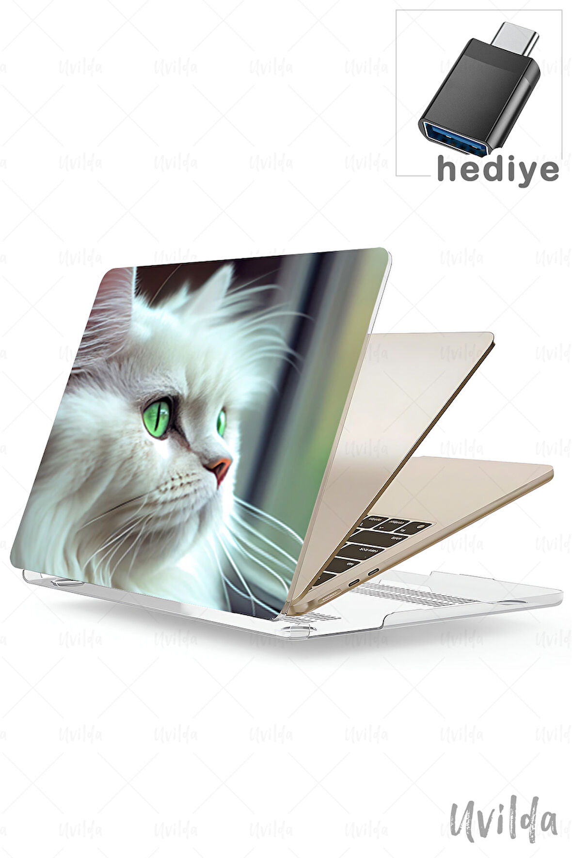 MacBook Pro 13 A2338 A2289 A2251 A2159 A1989 A1708 A1706 uyumlu Nefes-24 HD Baskı Msoft Beyaz Pamuk Kedi