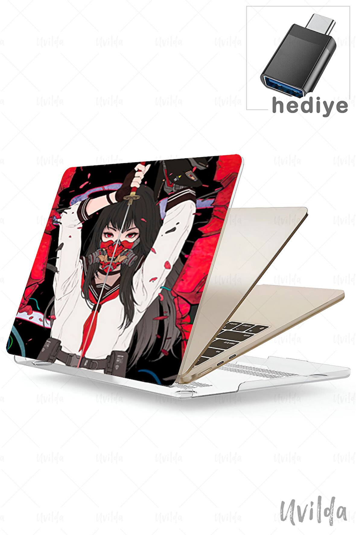 MacBook Pro 13 A2338 A2289 A2251 A2159 A1989 A1708 A1706 uyumlu Japon-17 Msoft Koruyucu Samuray Kız