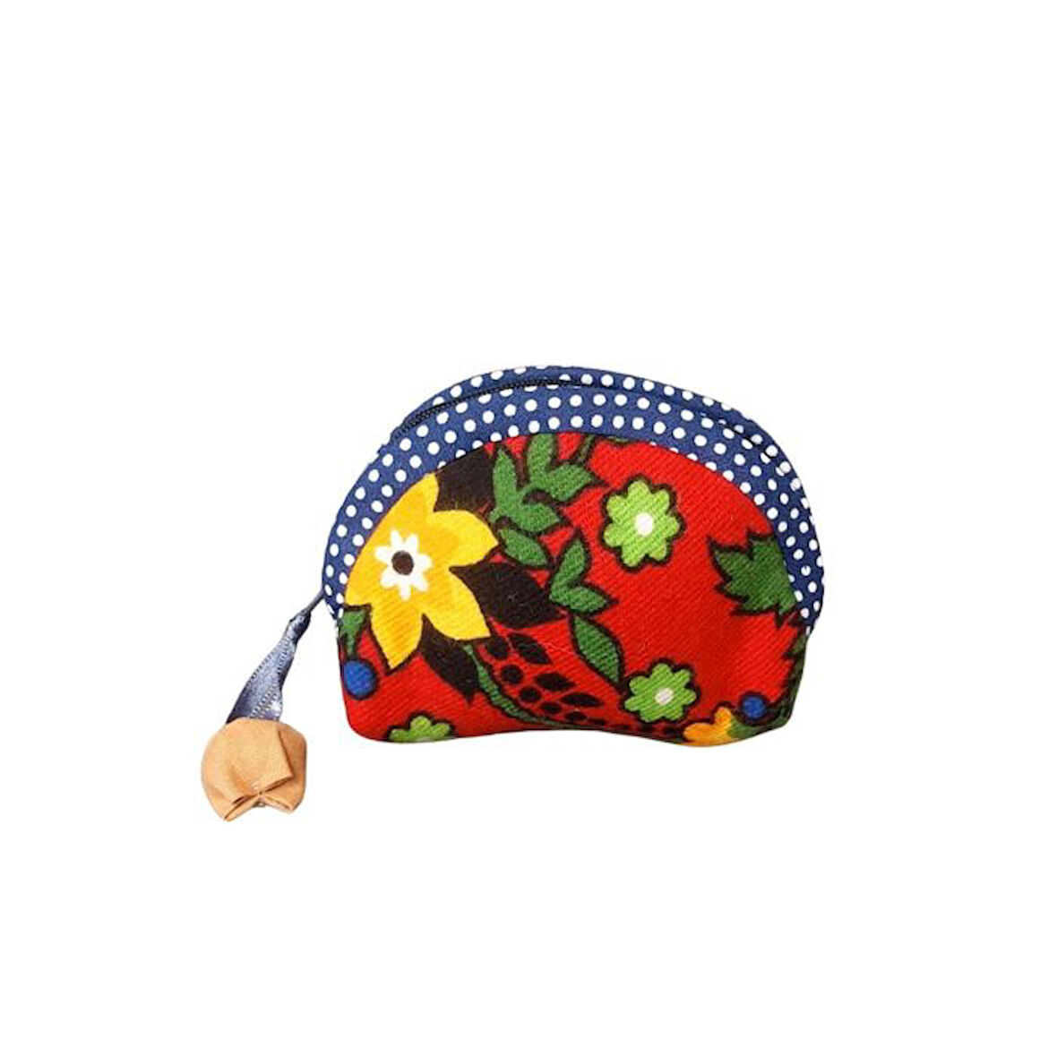 Uretti - Sibel 2453 2902 El Yapımı Pazen Kumaş Kahverengi Süslü Mini Cüzdan