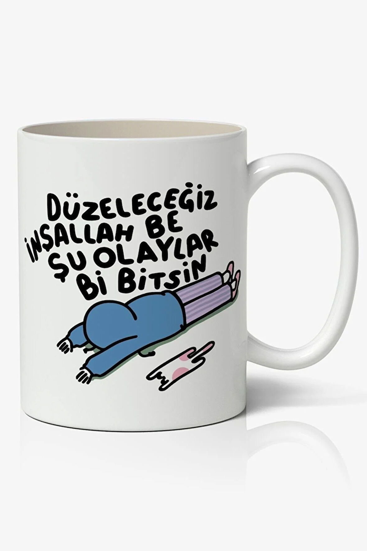 Düzeleceğiz Yazılı Motto Beyaz Porselen Kupa Bardak