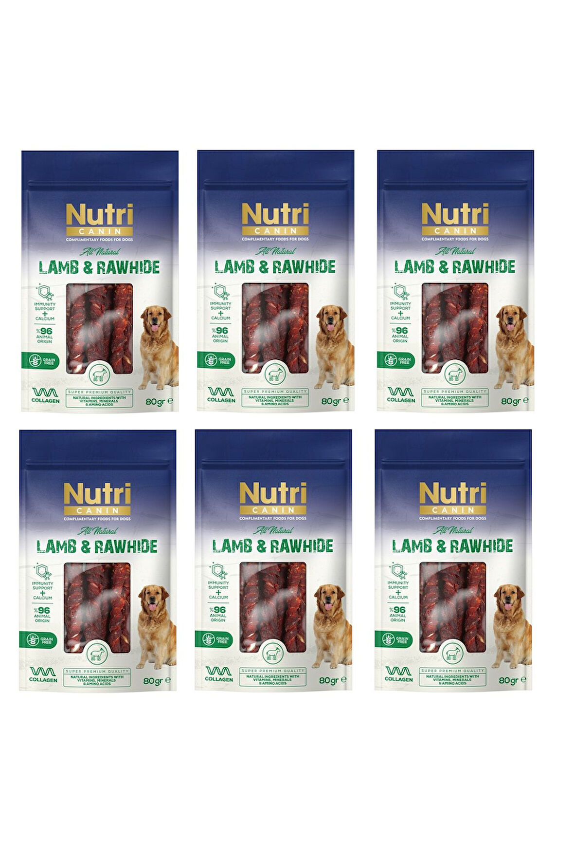 Rawhide Kemik Kuzu Etli Köpek Ödülü 80 Gr. X 6 Adet