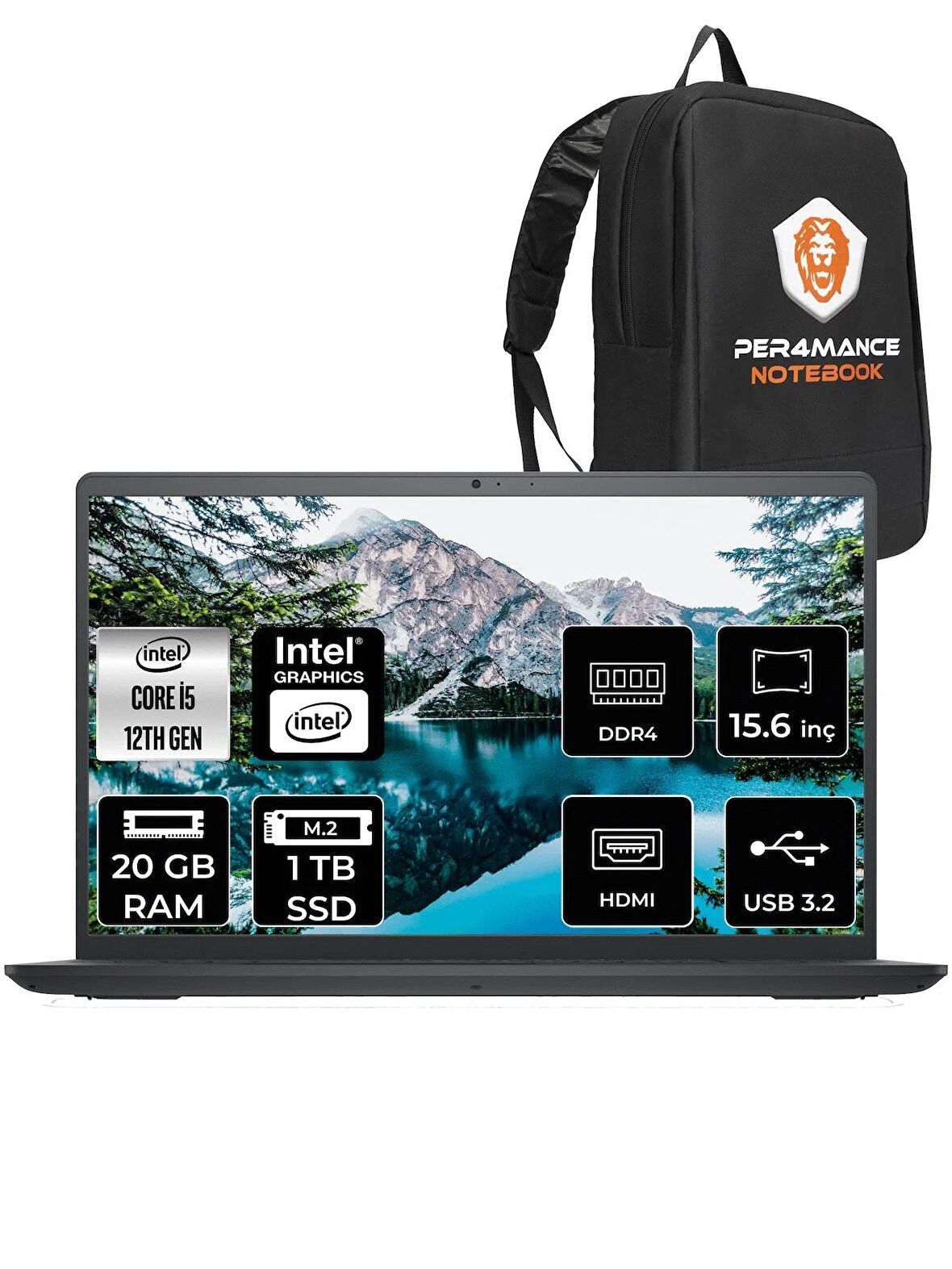 Dell Inspiron 15 3520 i5 1235U 20GB RAM 1TB SSD 15.6'' FHD FDOS I352024052009U & PER4 ÇANTA