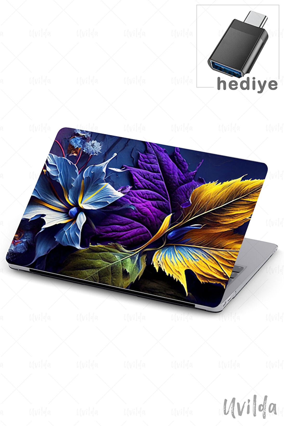 MacBook Air 13.3 A2337 A2179 A1932 uyumlu Derin 1 Msoft UV Kapak Çiçekler Mor