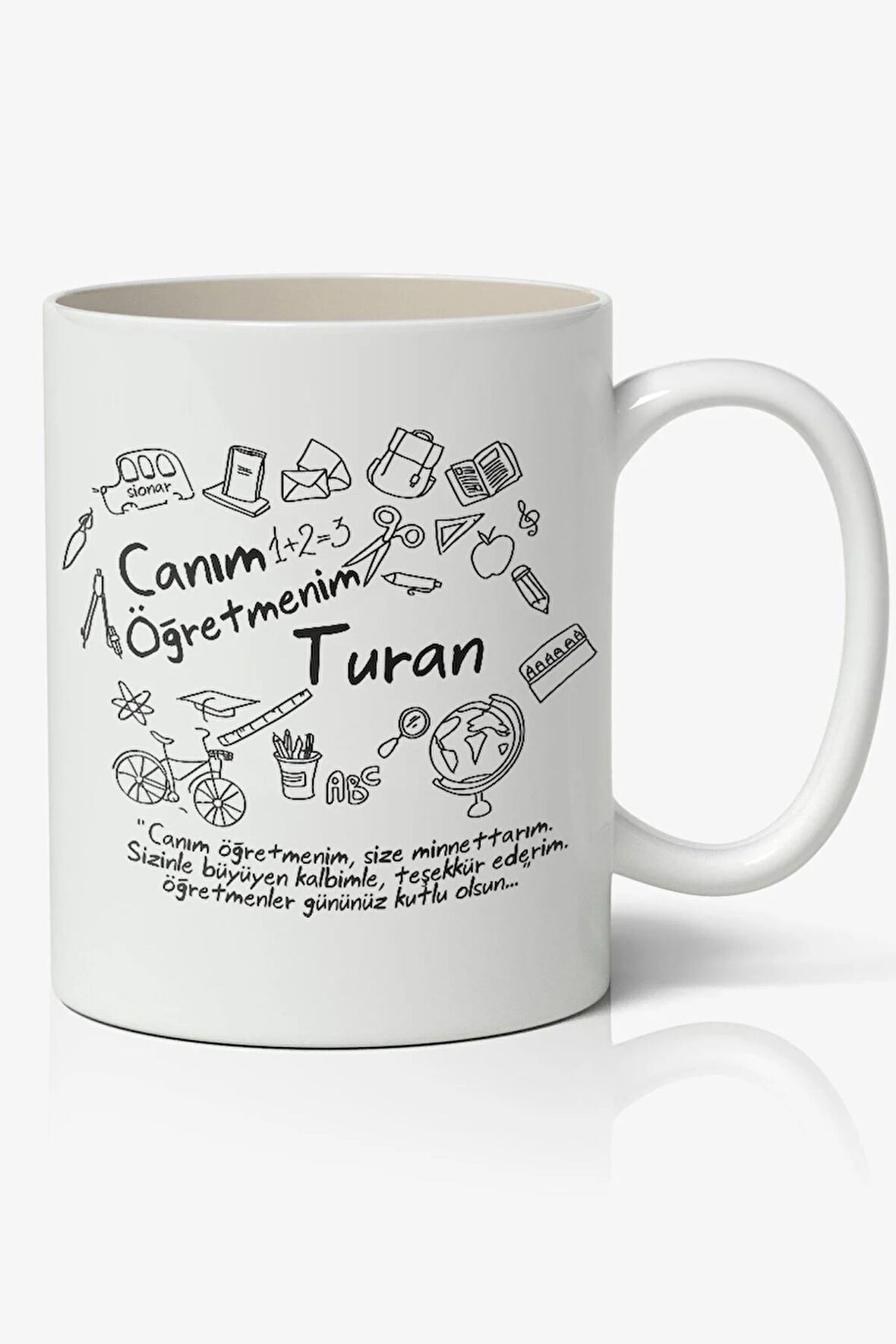 Kişiye Özel Öğretmenler Günü 24 Kasım Temalı Beyaz Kupa Bardak Öğretmene Hediye