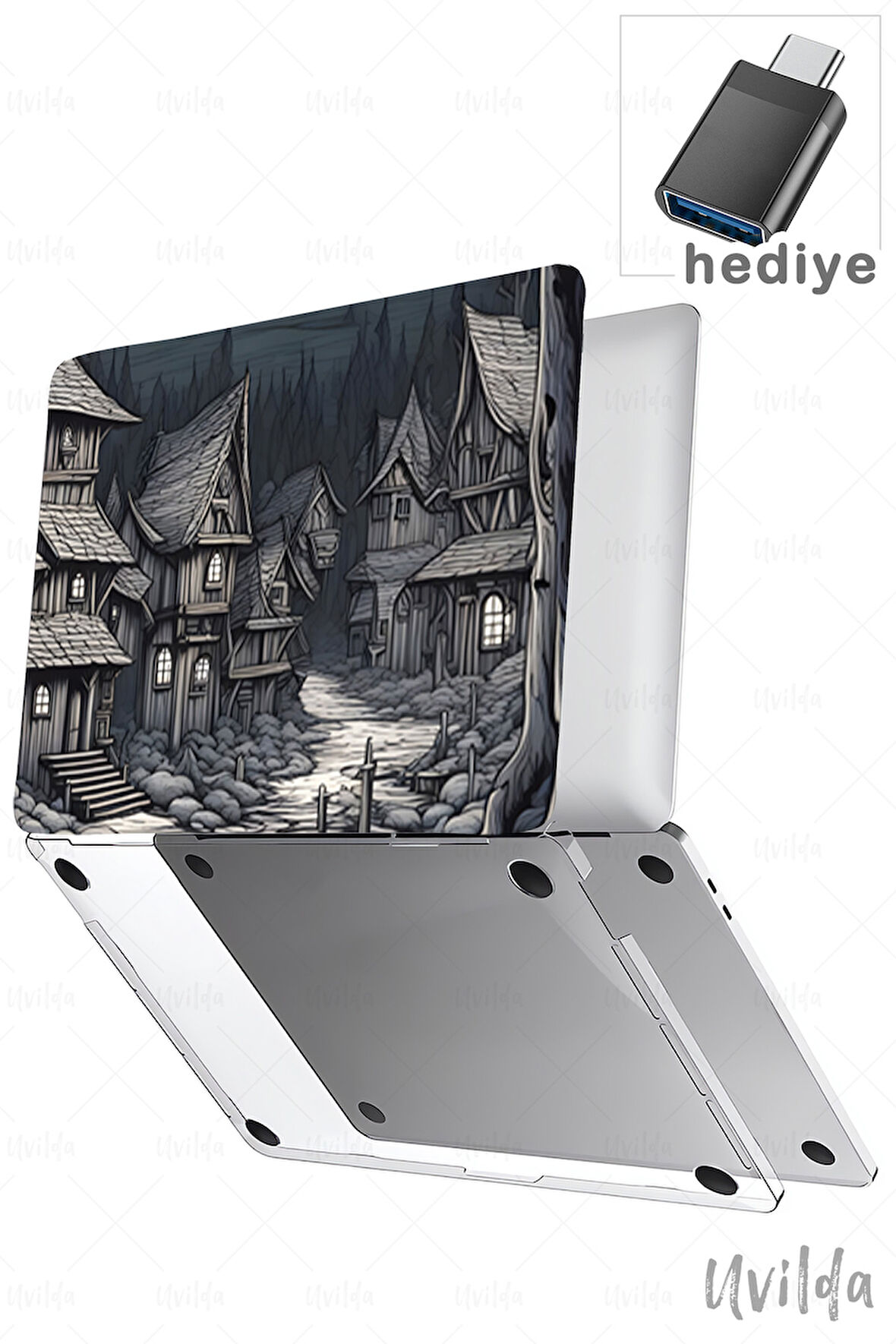 MacBook Air 15 A3114 A2941 uyumlu Derin 8 Msoft Koruyucu Ahşap Kasaba