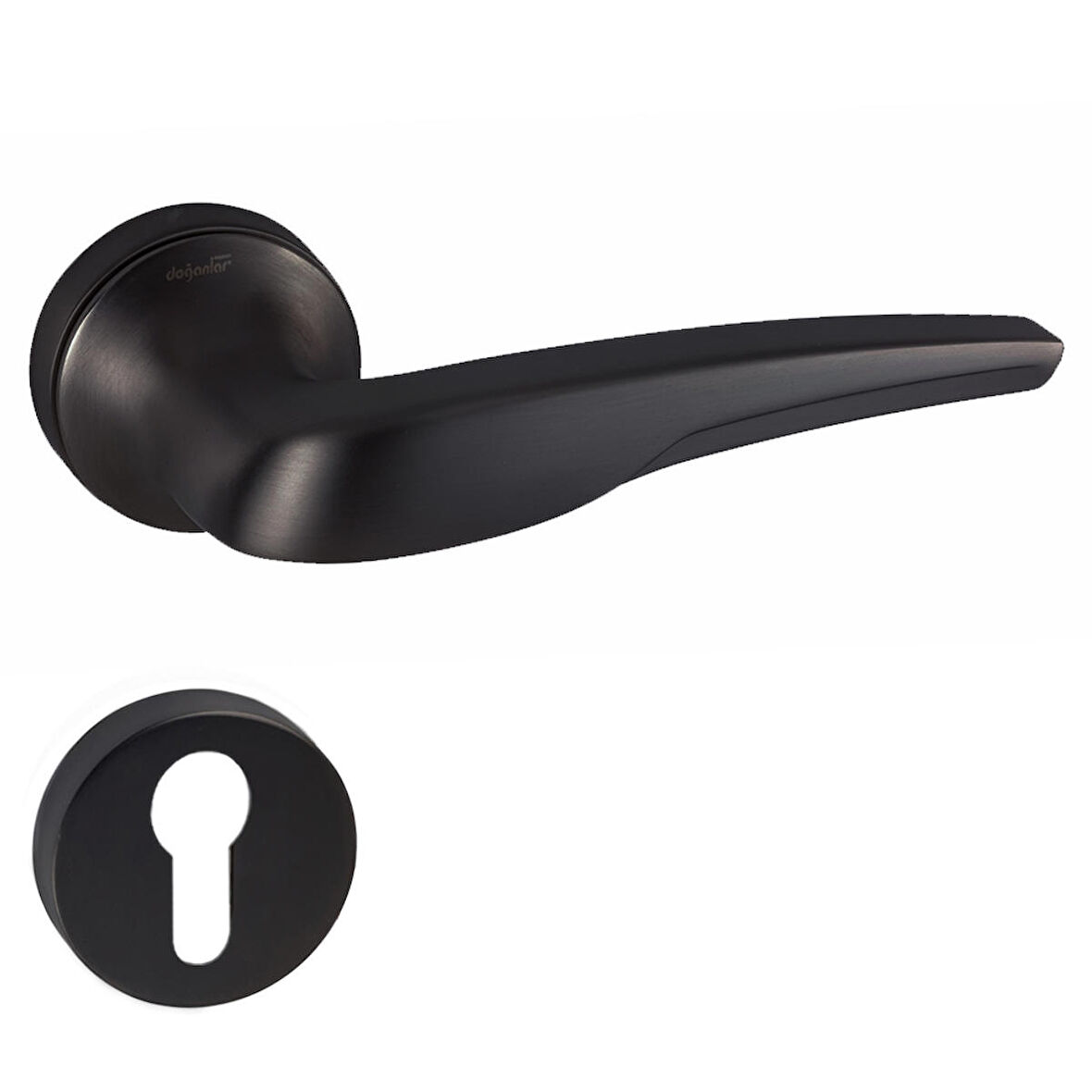 DOĞANLAR SONİC MAT SİYAH ROZETLİ KAPI KOLU TAKIM-Yale Kol