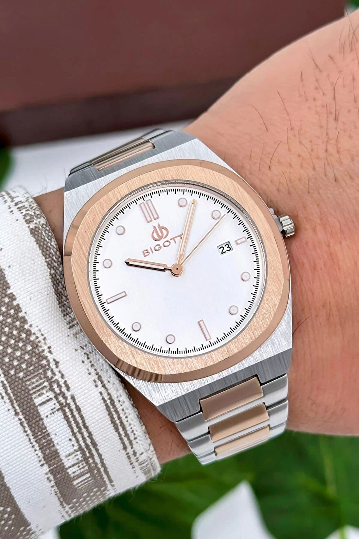 Bigotti Milano Luxury Erkek Kol Saati Gümüş-Rose Çelik Kordon Çelik Kasa Fonksiyonlar Aktif zmb006