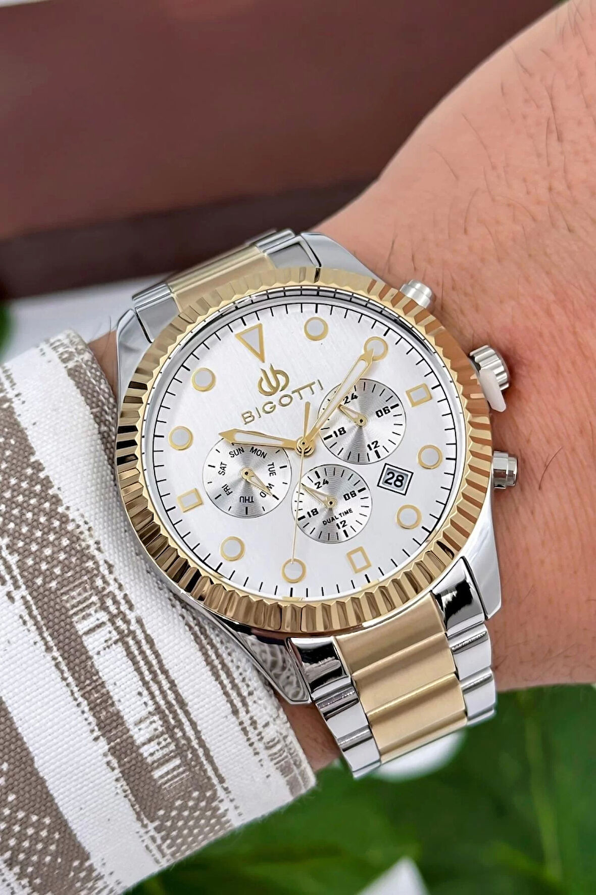 Bigotti Milano Luxury Erkek Kol Saati Gold-Gümüş Çelik Kordon Çelik Kasa Fonksiyonlar Aktif zmb007