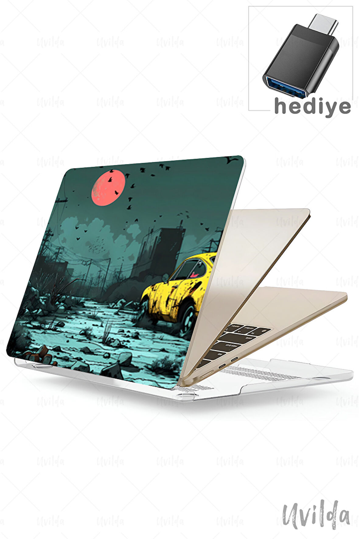 MacBook Pro 13 A2338 A2289 A2251 A2159 A1989 A1708 A1706 uyumlu Otomo-7 UV Msoft PVC Issız Gece ve Ay