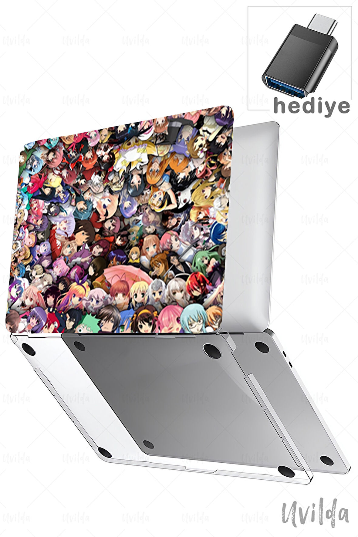 MacBook Air 15 A3114 A2941 uyumlu Japon-5 Şeffaf Msoft Anime Mozaik