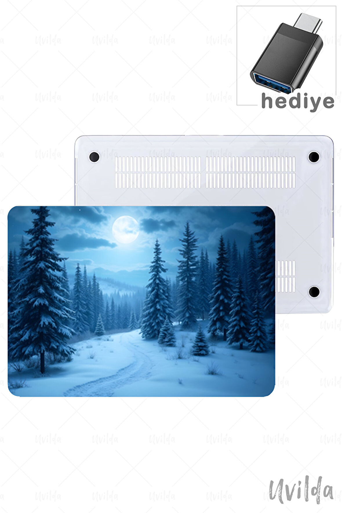 MacBook Pro 16 A2780 uyumlu Kaos-17 UV Msoft Desen Bir Kış Masalı