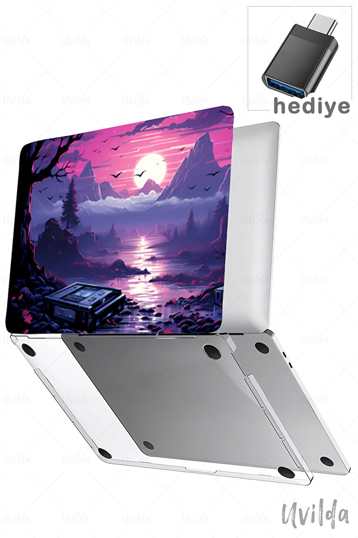 MacBook Air 15 A3114 A2941 uyumlu Kaos-8 UV Lans Msoft Alacakaranlık