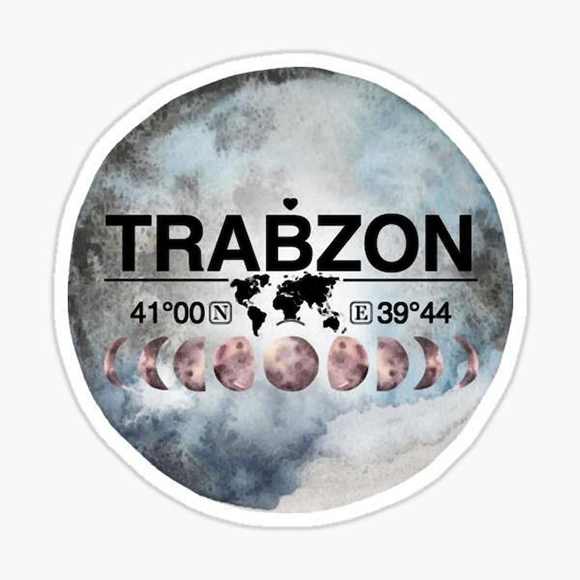 Trabzon ve Ay Gps Harita Sticker Oto Araba Yapıştırma 15CM yazı 517