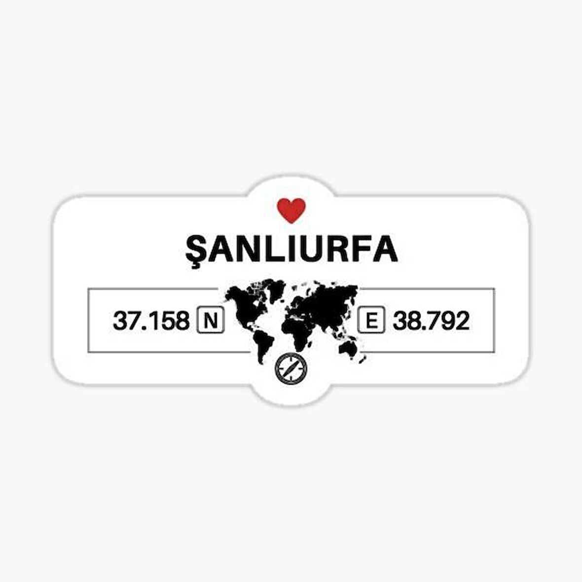 Şanlıurfa Gps Harita Sticker Oto Araba Yapıştırma 17CM yazı 488