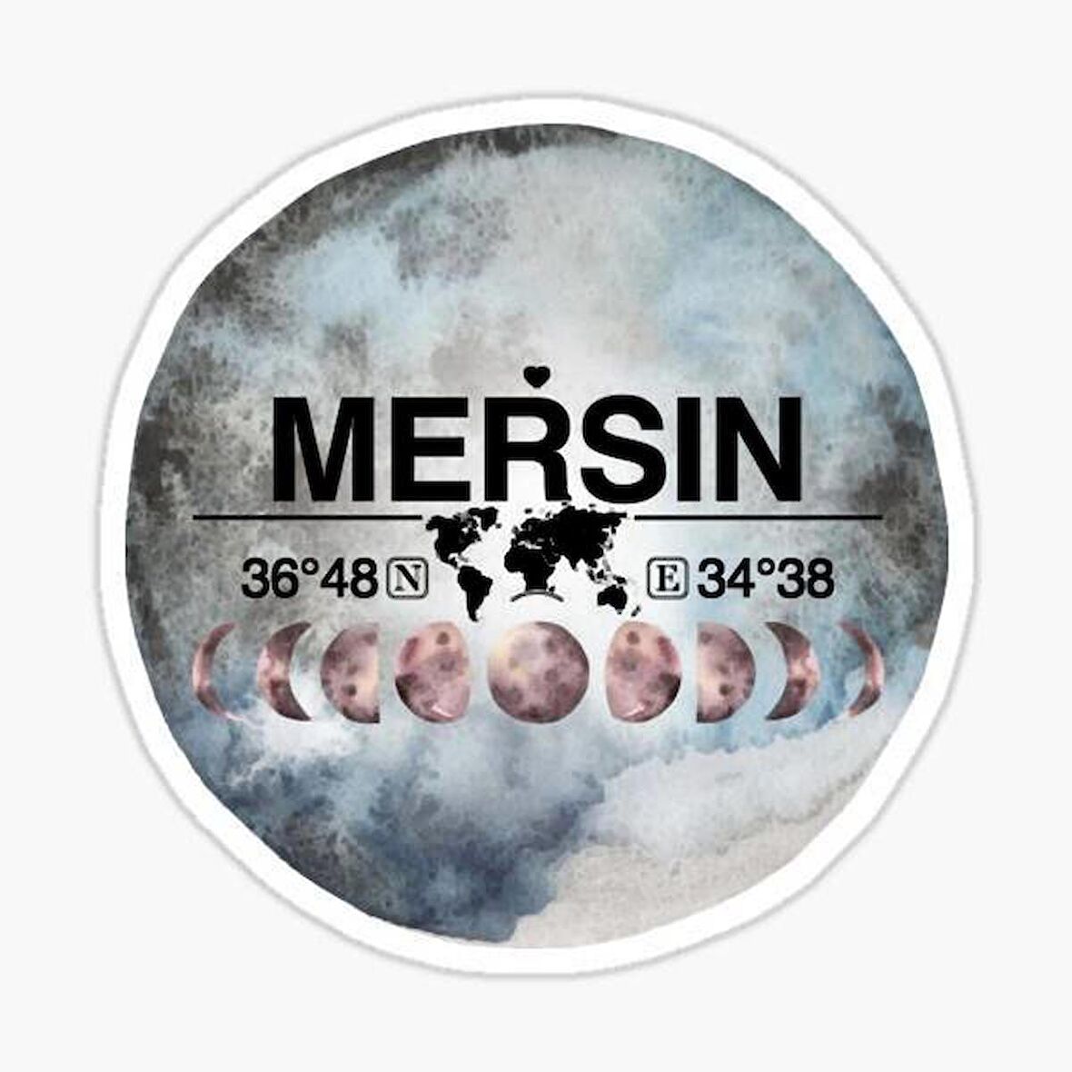 Mersin ve Ay Gps Harita Sticker Oto Araba Yapıştırma 15CM yazı 284