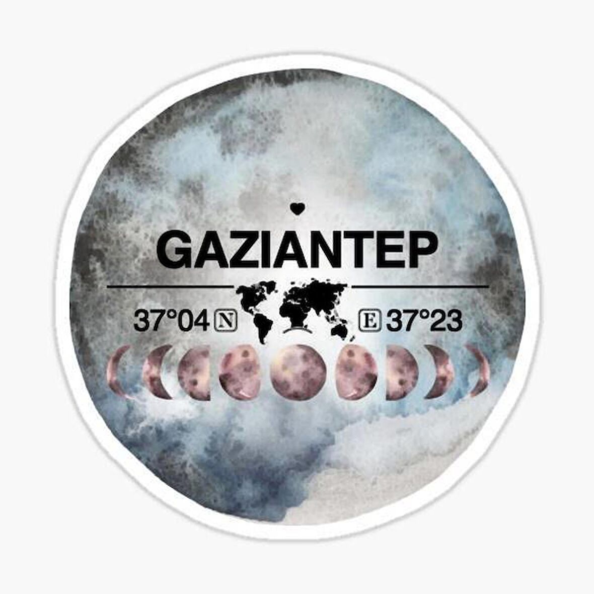 Gaziantep ve Ay Gps Harita Sticker Oto Araba Yapıştırma 15CM yazı 181