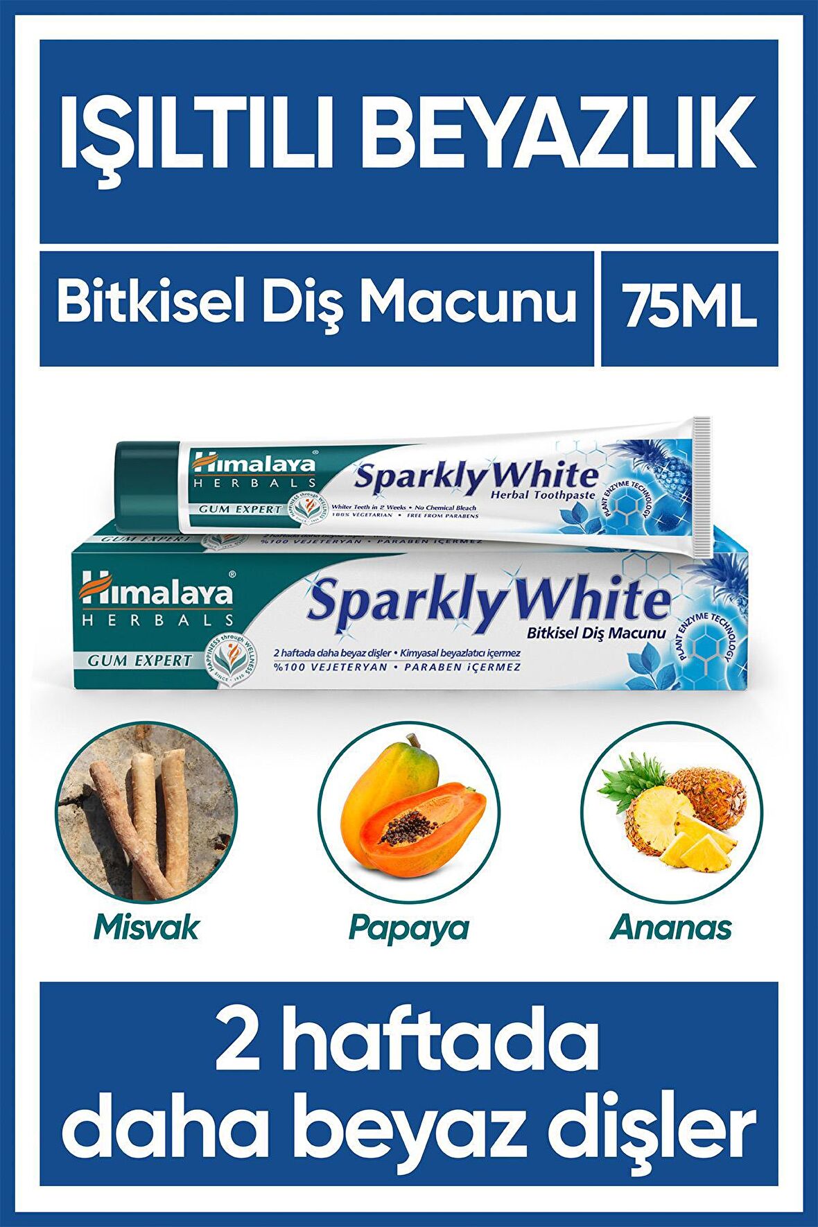 Himalaya Gum Expert Ananas & Papaya Aromalı Beyazlatma Diş Macunu 75 ml 