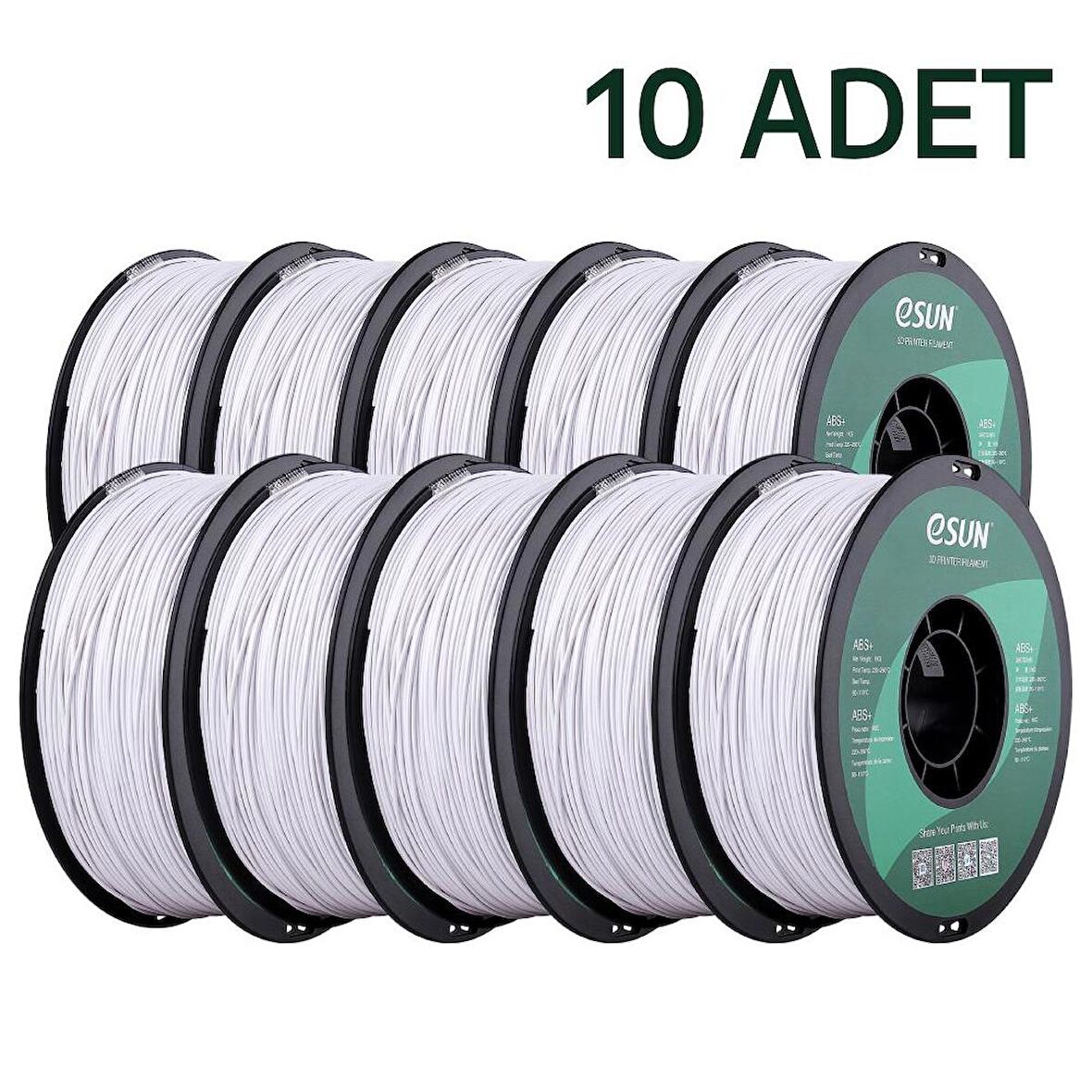 ESUN ABS + x10 Soğuk Beyaz 1.75mm 10lu Paket Filament