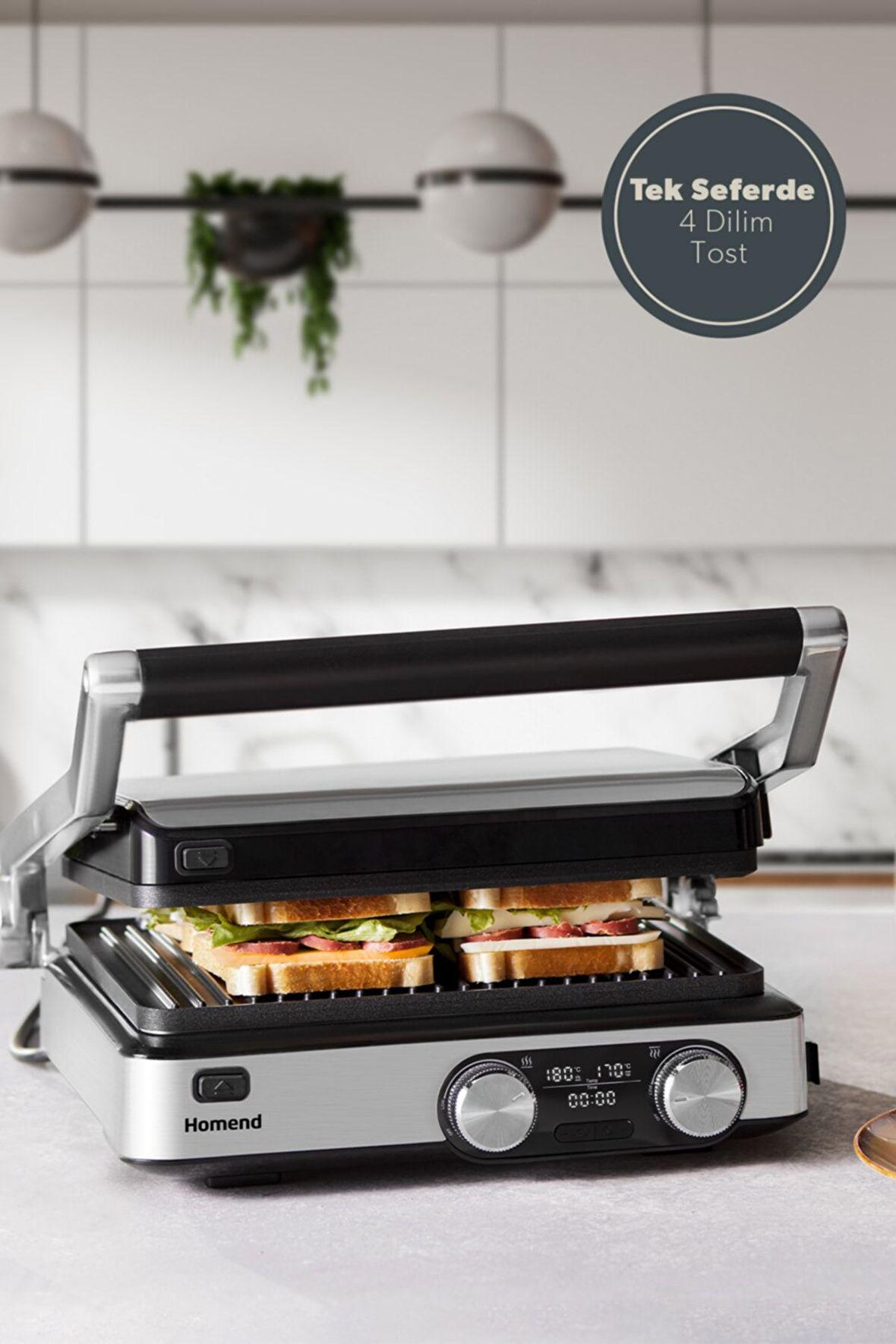 Homend Grilliant 1340H Inox Gövde Döküm Plaka Tost ve Izgara Makinesi