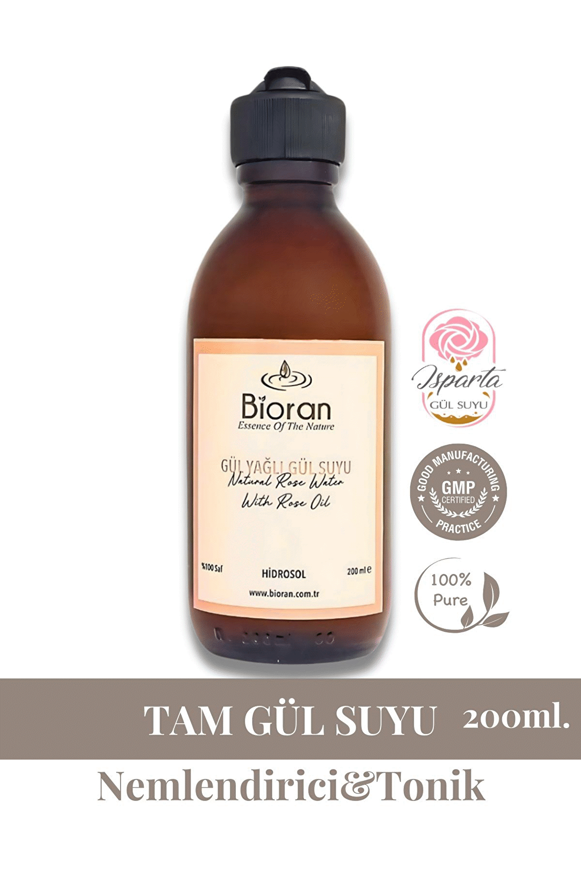 Gül Yağlı Gül Suyu Aydınlatıcı ve Gözenek Sıkılaştırıcı Tonik  200 ml