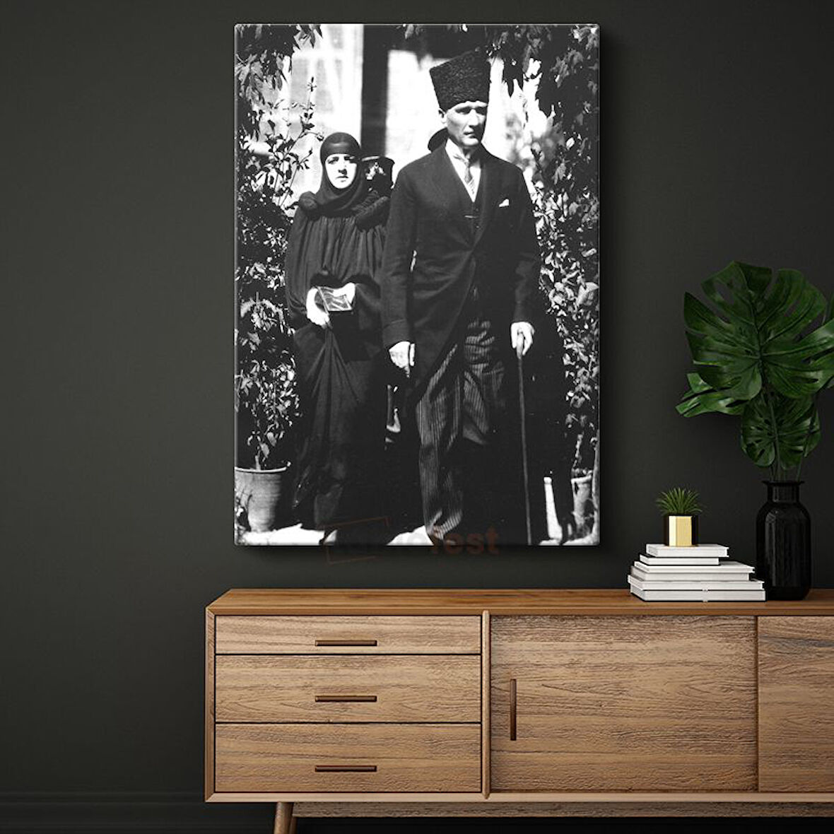 Kalpaklı Atatürk - Tarihi Fotoğraf Kanvas Tablo