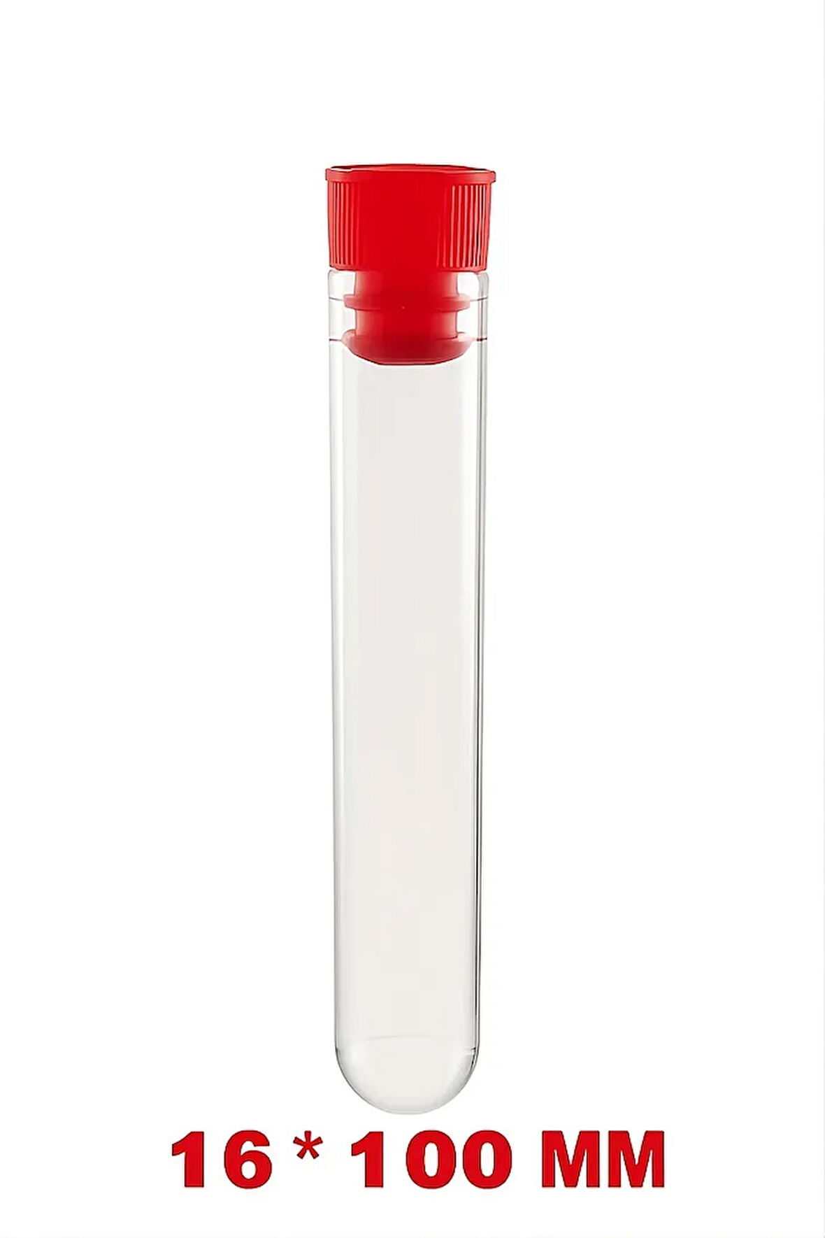 Deney Tüpü 16 x 100 Mm / Plastik (50 Adet) - Dibi Yuvarlak Kapaklı