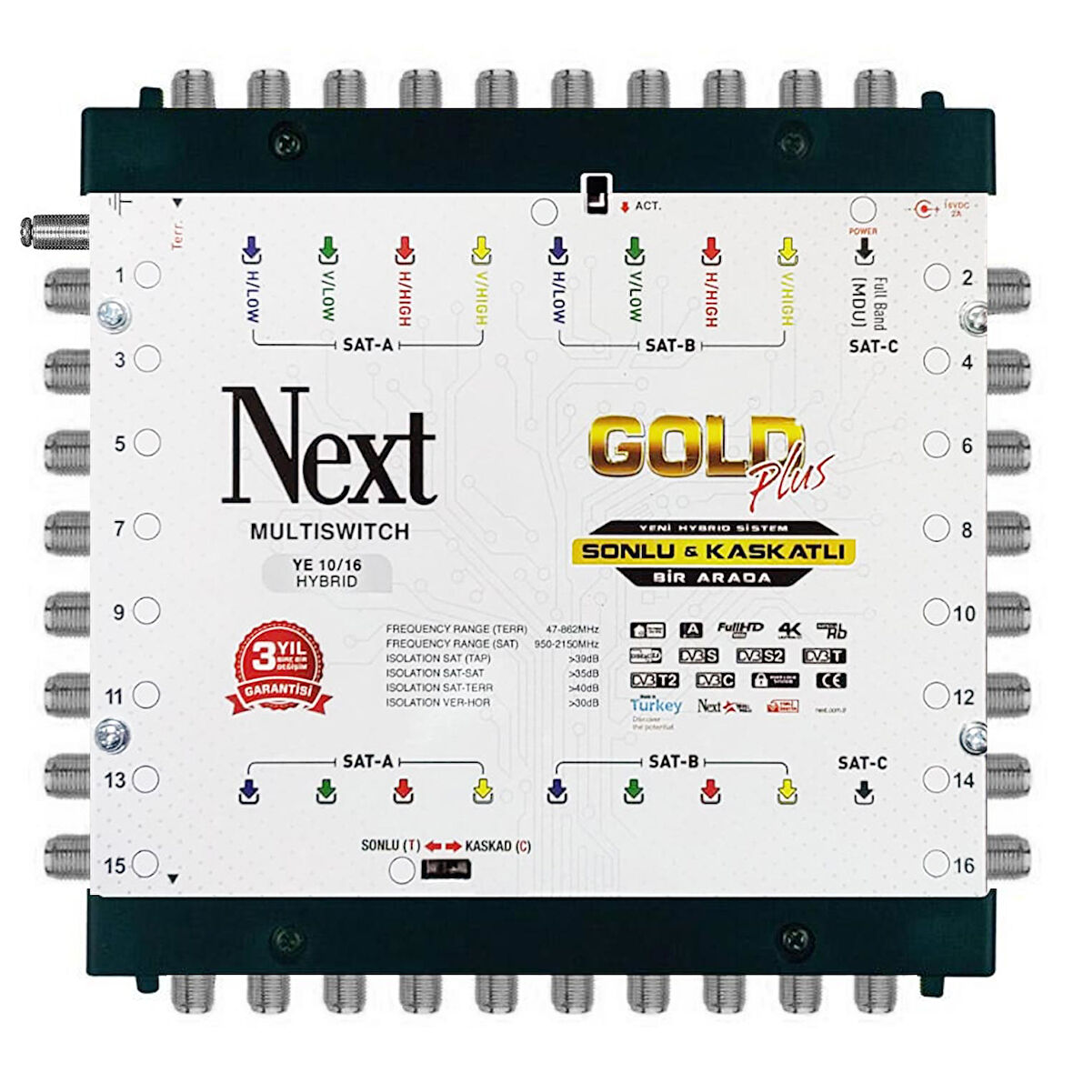 NEXT Sonlu Kaskatlı Uydu Santral 10/16 Multiswitch Hibrit
