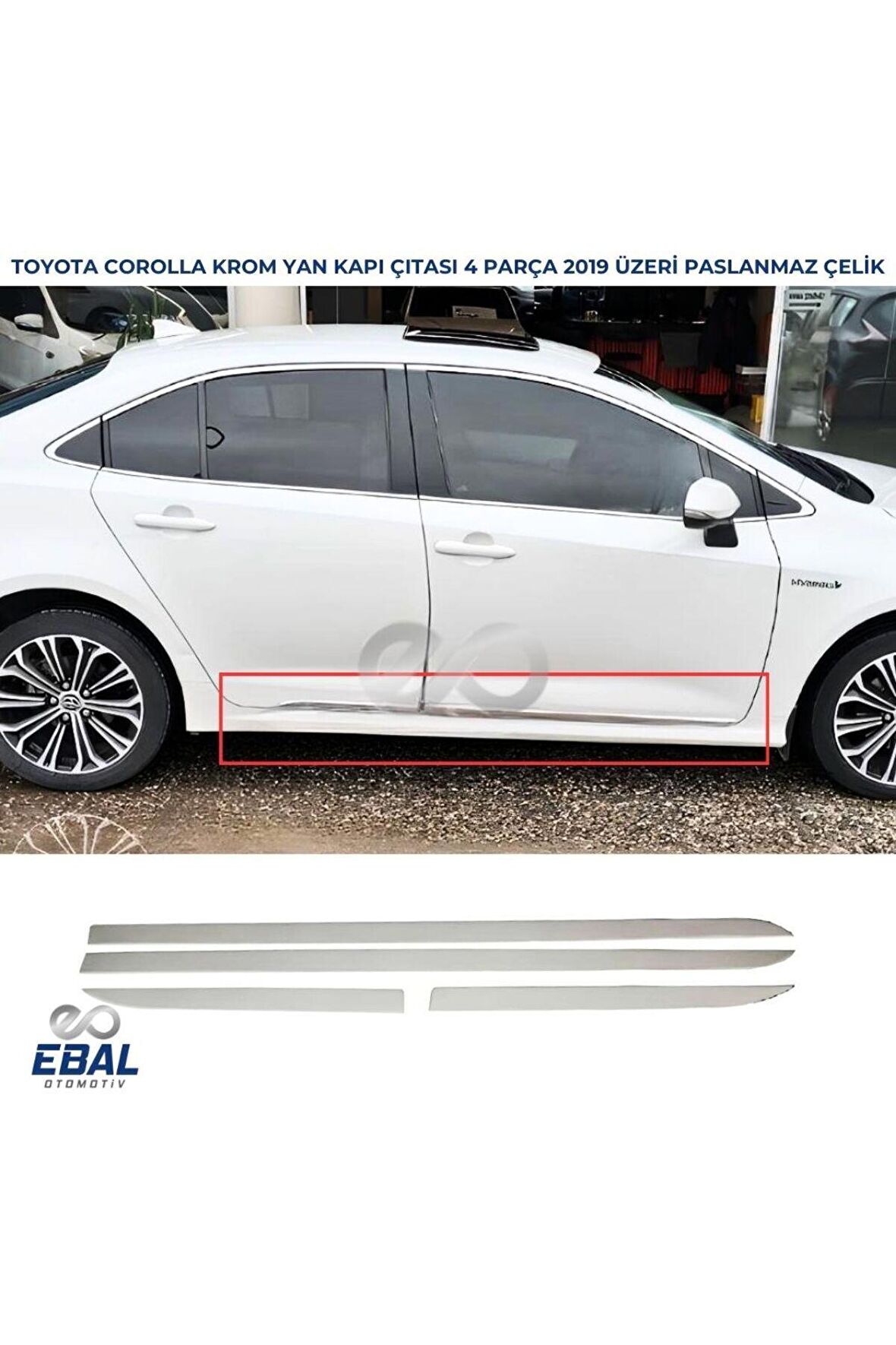 Toyota Corolla Krom Yan Kapı Çıtası 4 Parça 2019 ve Sonrası