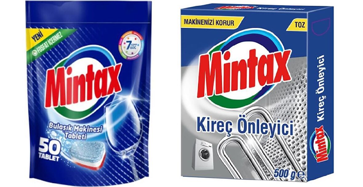 Mintax 7 in 1 Bulaşık Makinesi Tablet Deterjanı 50li + Mintax Kireç Önleyici 500 Gr