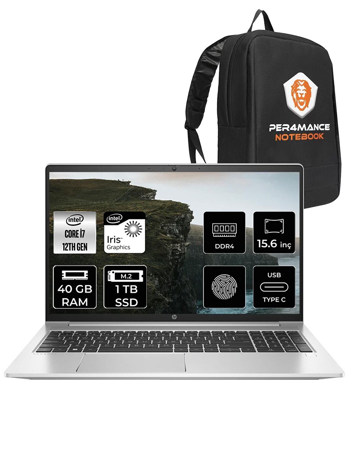 HP ProBook 450 G9 i7-1255U 40GB RAM 1TB SSD 15.6" FHD FDOS 6S6X1EA & PER4 ÇANTA