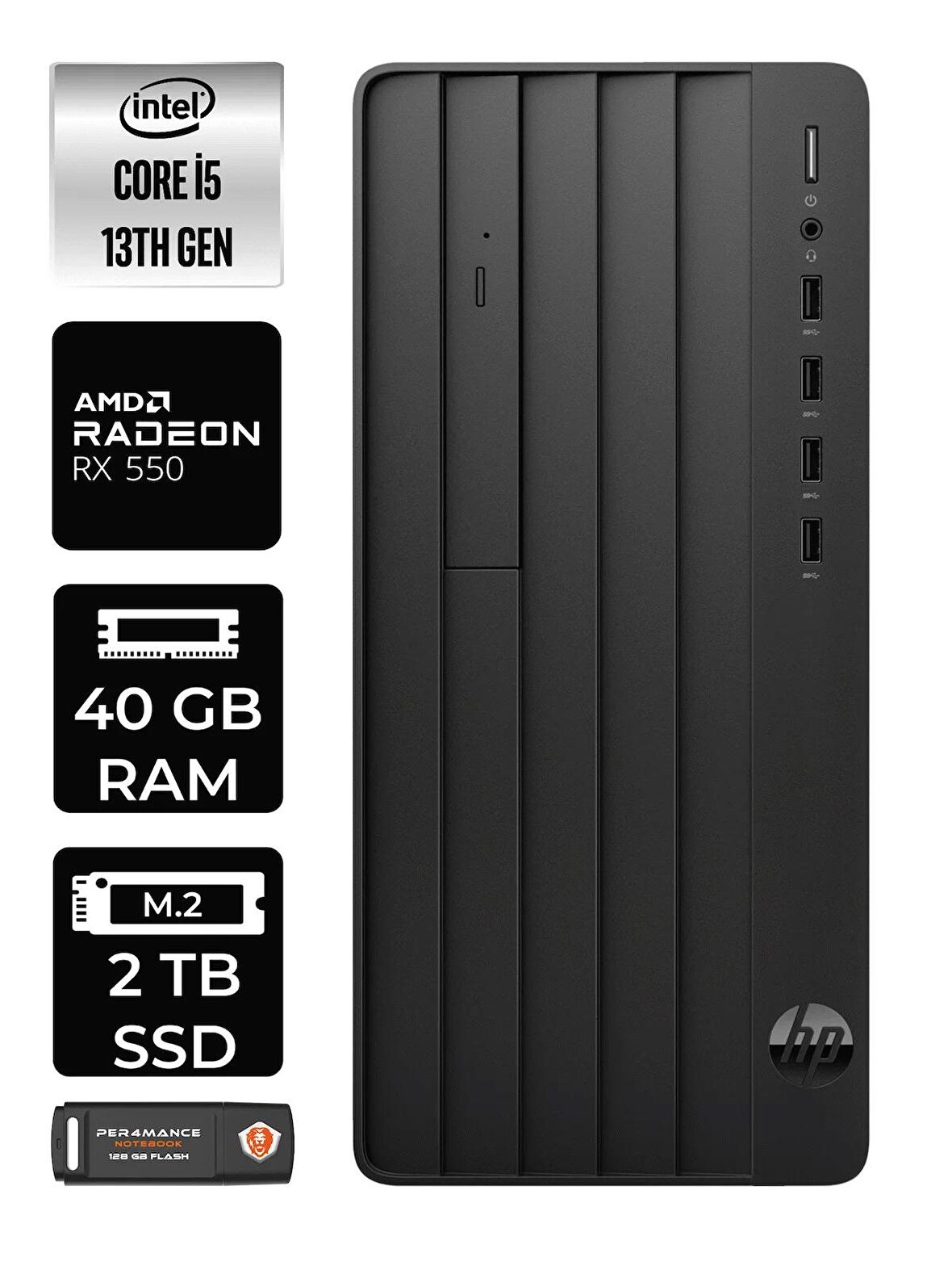 HP PRO TOWER 290 G9 i5 13500 40GB RAM 2TB SSD RX550/4GB W11HOME 8T2W9ES MASAÜSTÜ PC & PER4 BELLEK