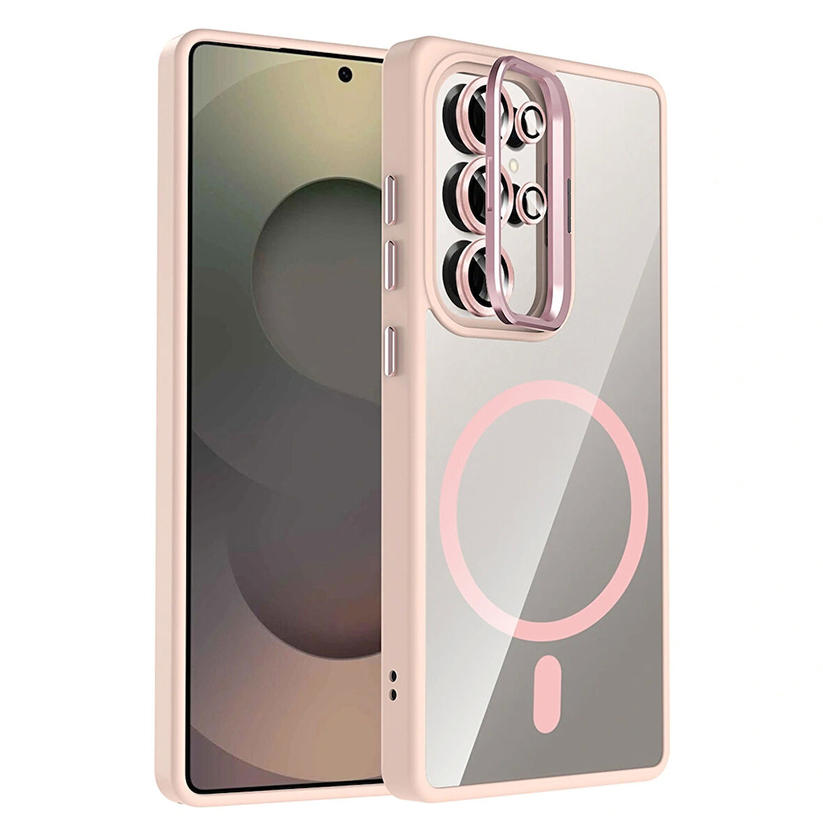 Galaxy S25 Ultra Kılıf Standlı ve Kamera Lens Hediyeli M-Safe Şarj Özellikli Redclick Etro Kapak