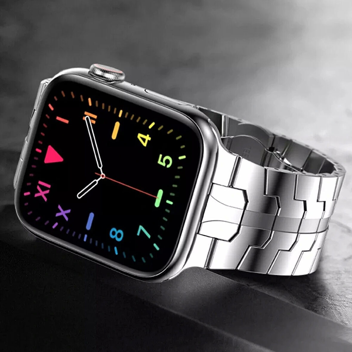 Apple Watch 10 46mm Krd-63 Paslanmaz Metal Kobra Tasarım Kordon