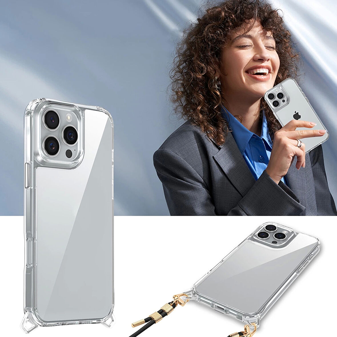 Apple iPhone 16 Pro Kılıf Airbagli Takılabilir Askı Aparatlı Redclick Snap Silikon Kapak