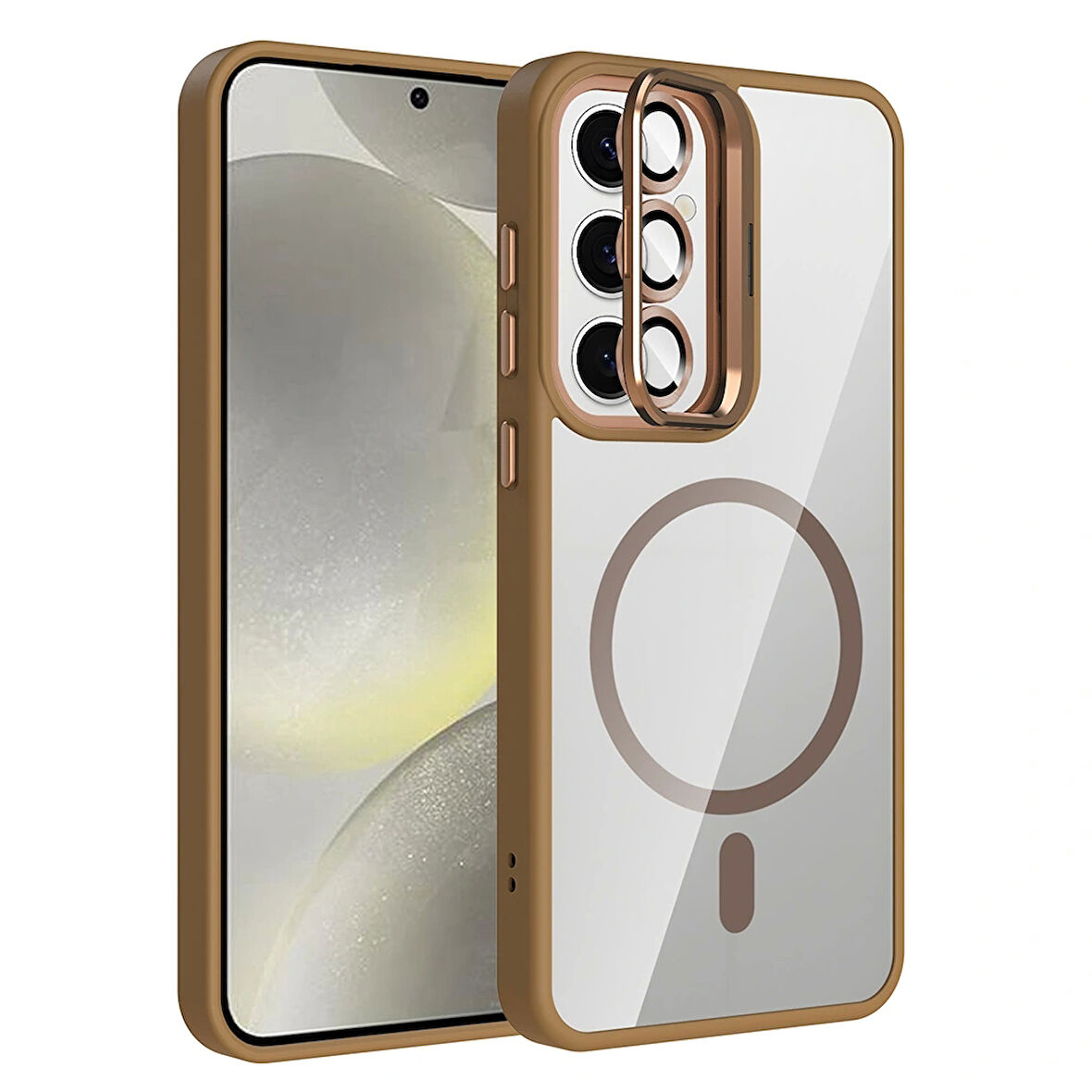 Galaxy S24 FE Kılıf Standlı ve Kamera Lens Hediyeli M-Safe Şarj Özellikli Redclick Etro Kapak