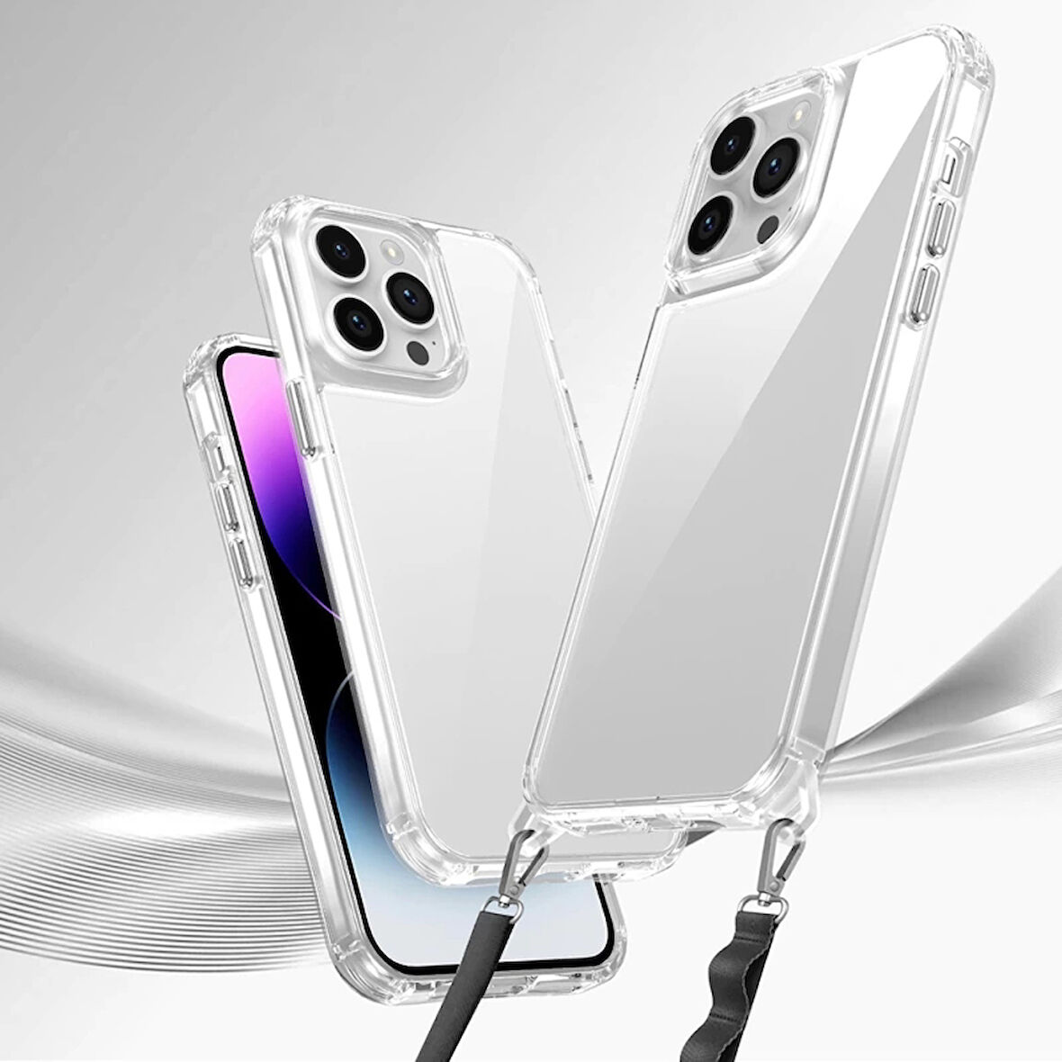 Apple iPhone 14 Pro Kılıf Airbagli Takılabilir Askı Aparatlı Redclick Snap Silikon Kapak