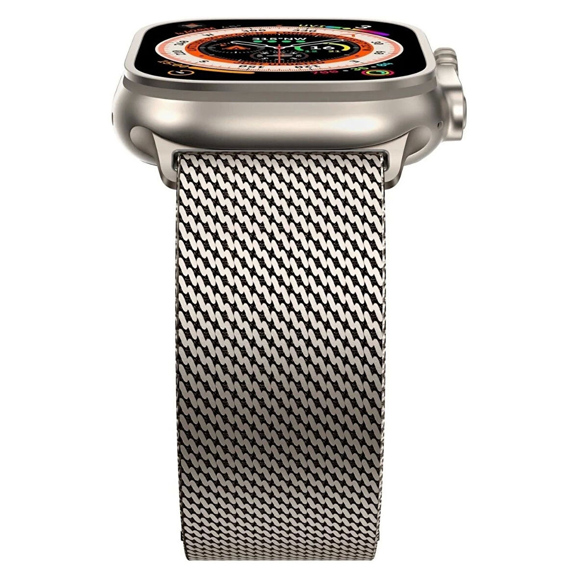 Apple Watch 7 45mm Watch 44mm Redclick KRD-121 Metal İnce Slim Hasır Kordon