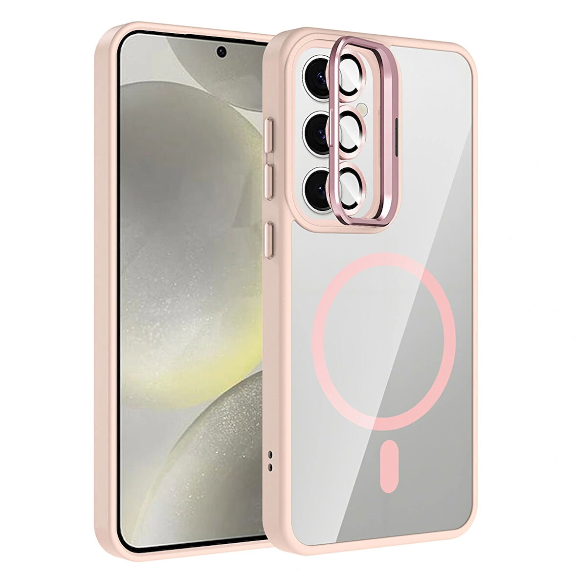 Galaxy S25 Kılıf Standlı ve Kamera Lens Hediyeli M-Safe Şarj Özellikli Redclick Etro Kapak