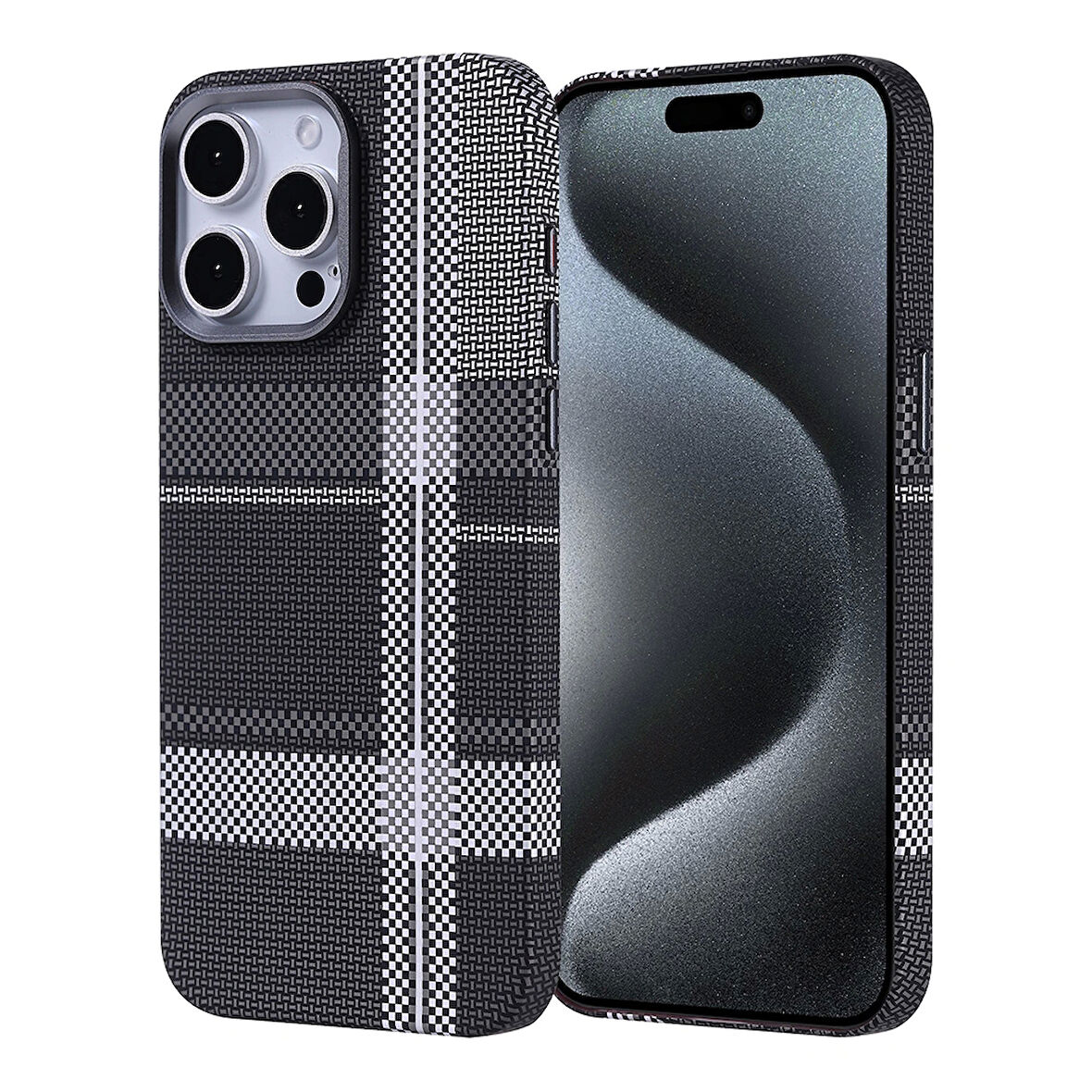 Apple iPhone 15 Pro Max Kılıf Magsafe Şarj Özellikli Karbon Fiber Görünümlü Redclick Nekst Kapak