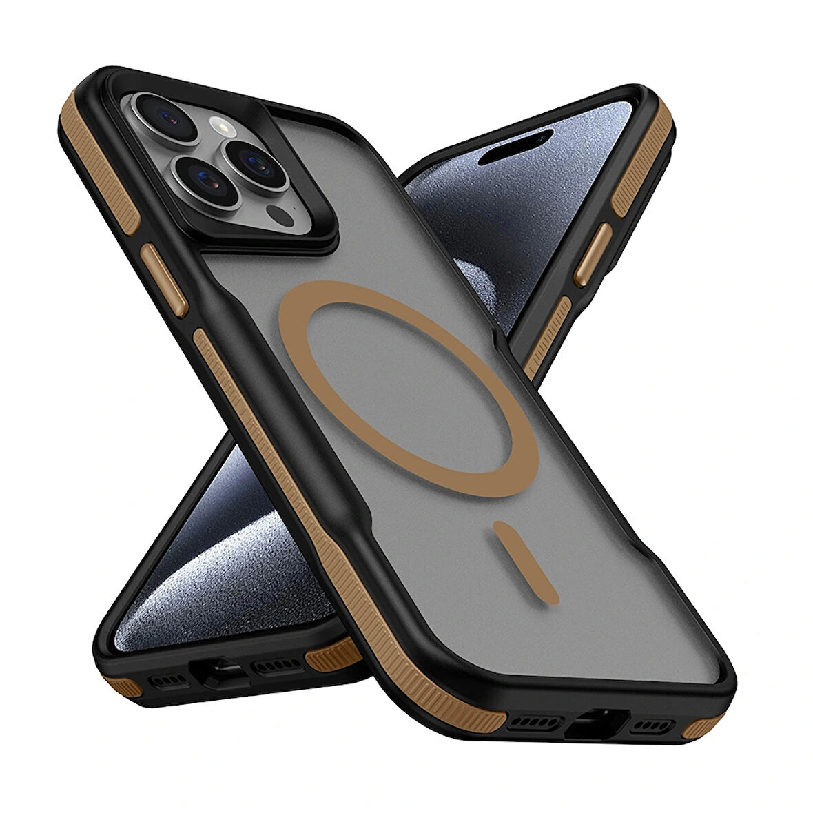 Apple iPhone 15 Pro Max Kılıf Magsafe Şarj Özellikli Military Airbag Şeritli Redclick Lamer Kapak