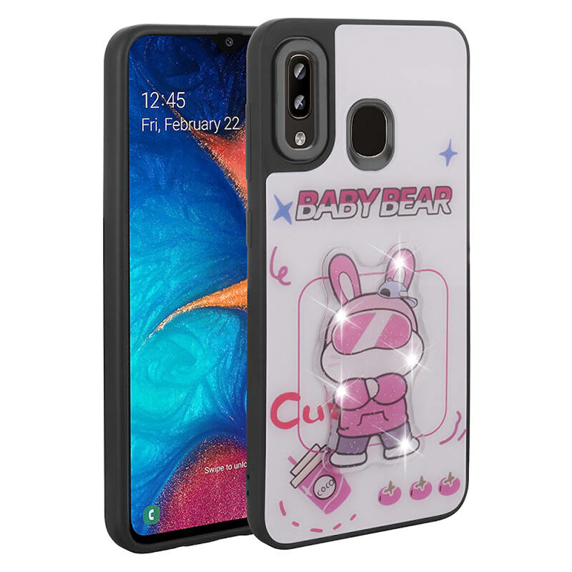 Galaxy A20 Kılıf Kabartma Parlak Figürlü Şık Amas Premium Silikon Kapak