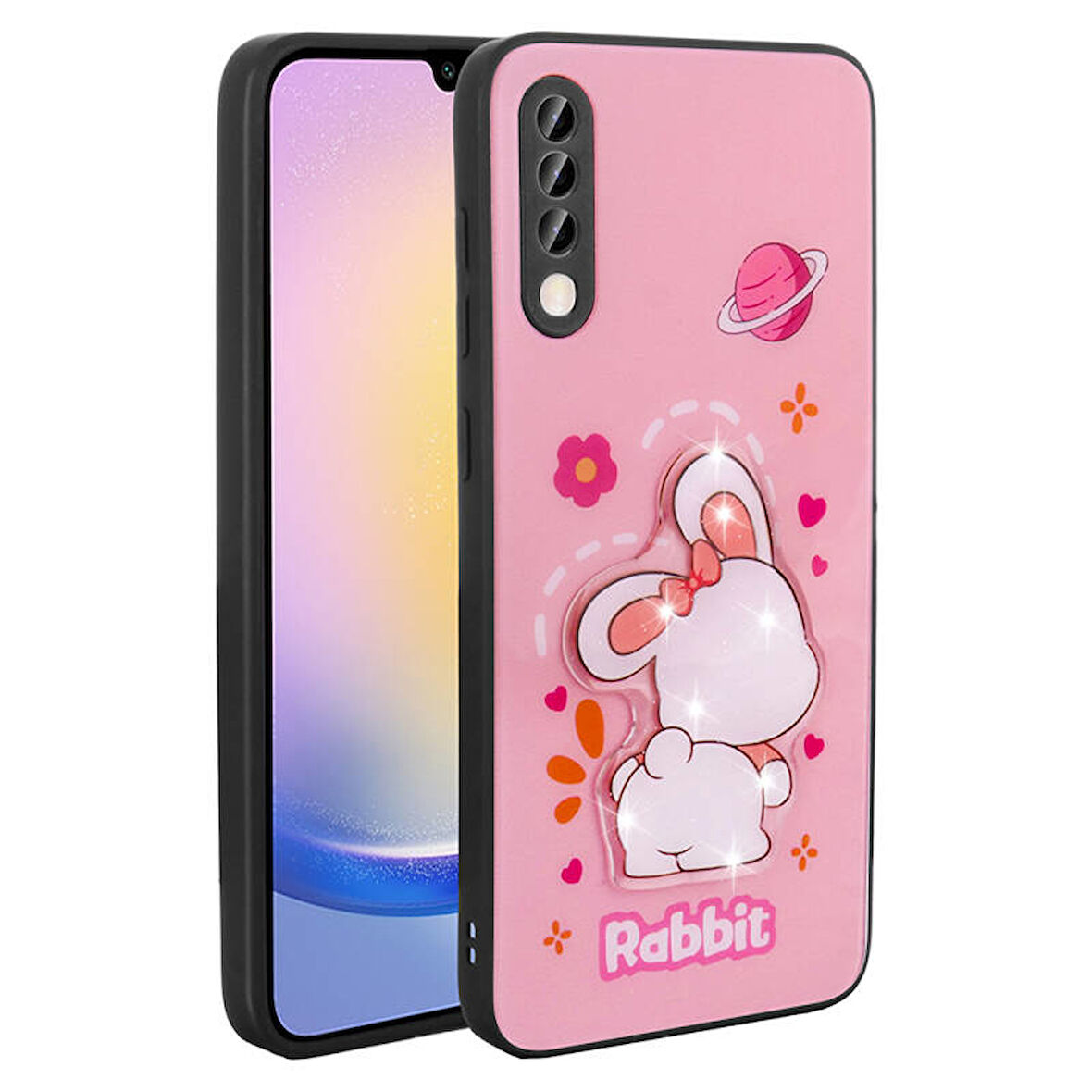 Galaxy A50 Kılıf Kabartma Parlak Figürlü Şık Amas Premium Silikon Kapak