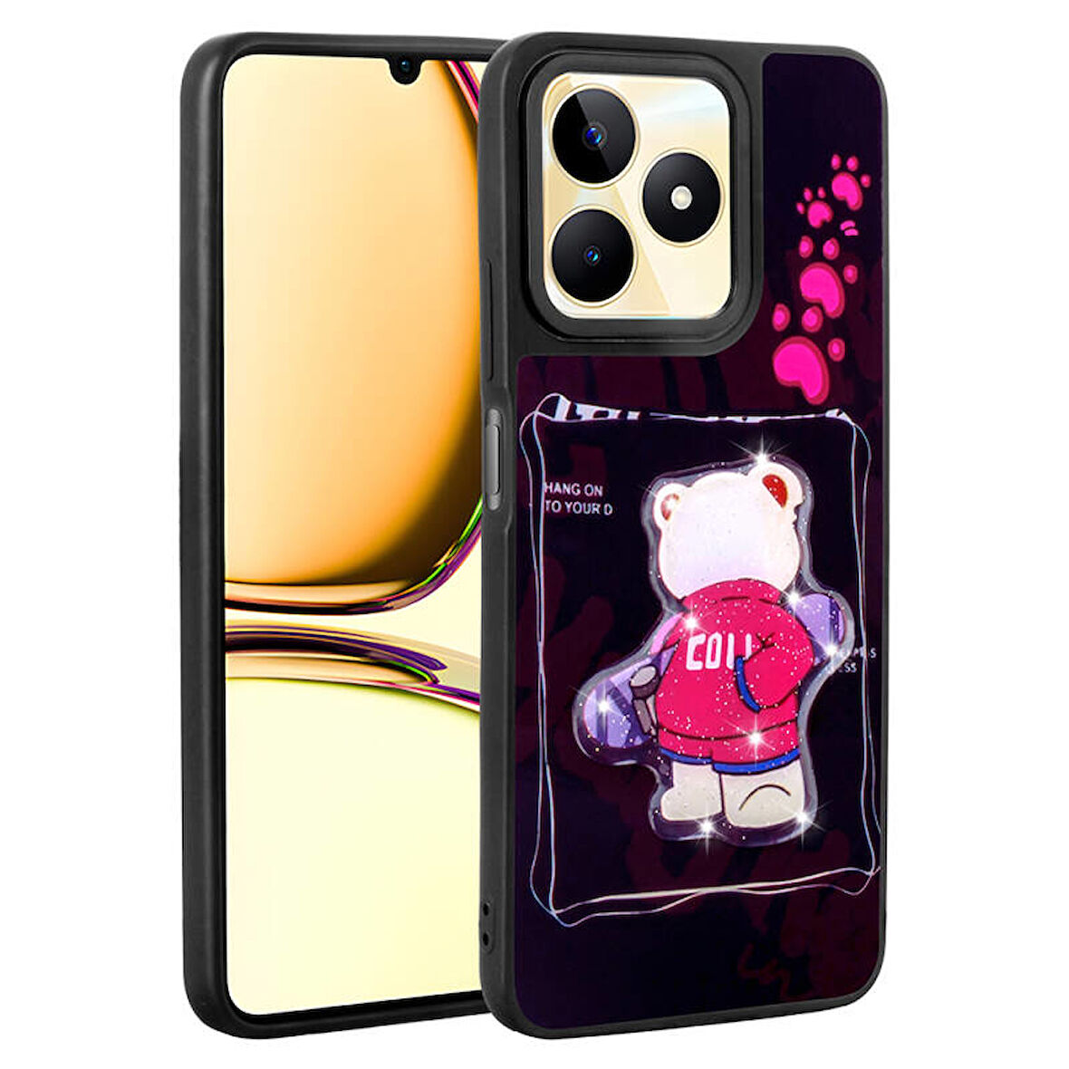 Realme C53 Kılıf Kabartma Parlak Figürlü Şık Amas Premium Silikon Kapak