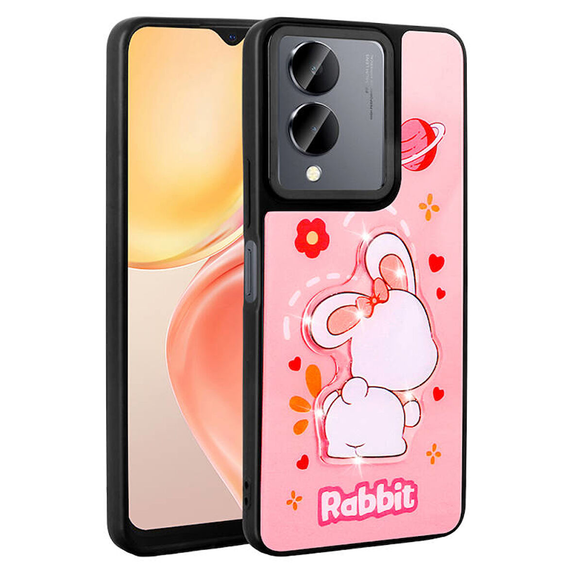 Vivo Y36 5G Kılıf Kabartma Parlak Figürlü Şık Amas Premium Silikon Kapak