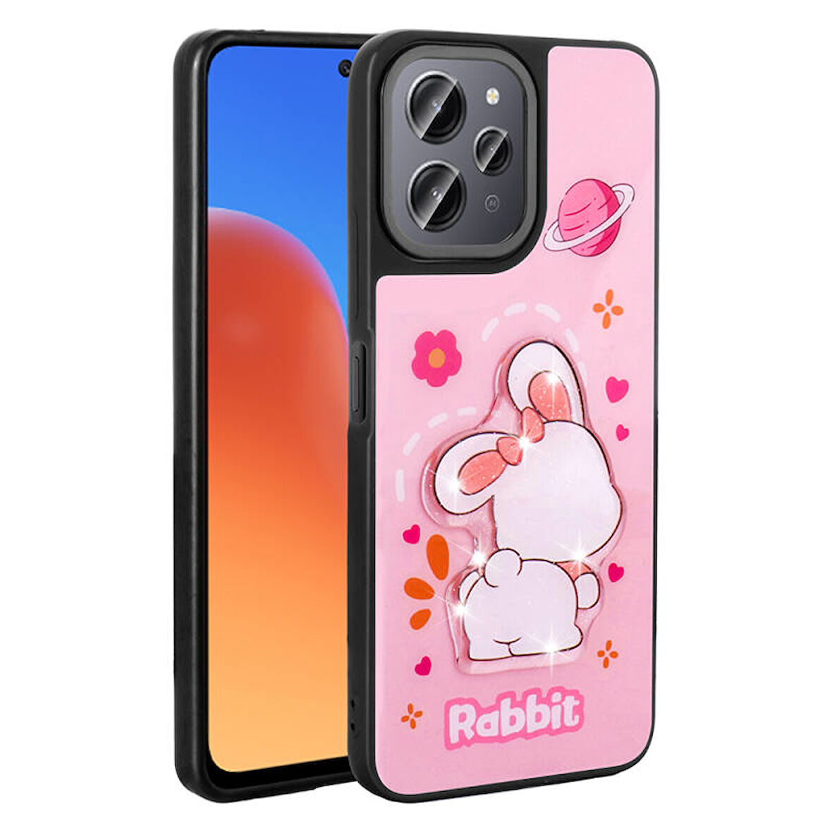 Redmi 12 4G Kılıf Kabartma Parlak Figürlü Şık Amas Premium Silikon Kapak