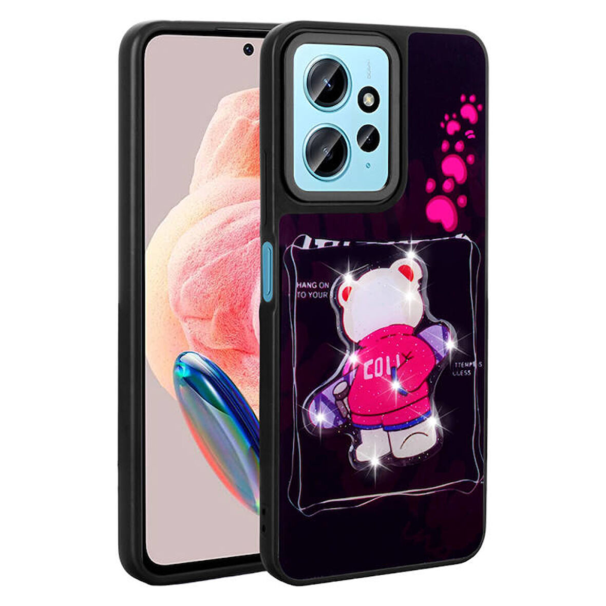 Redmi Note 12 4G Kılıf Kabartma Parlak Figürlü Şık Amas Premium Silikon Kapak