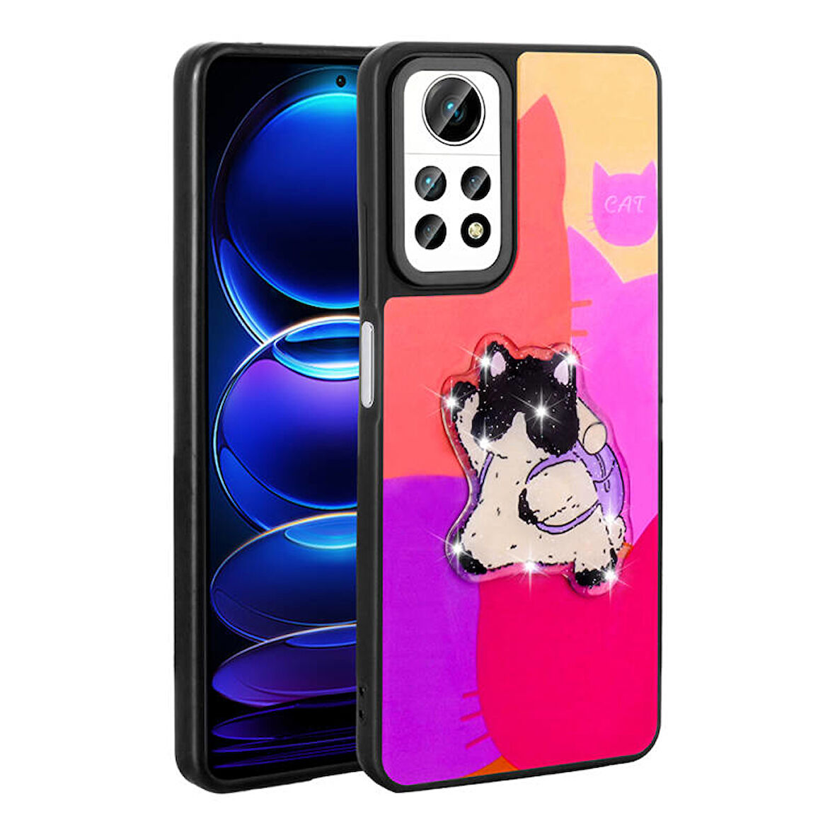 Redmi Note 12 Pro 4G Kılıf Kabartma Parlak Figürlü Şık Amas Premium Silikon Kapak